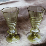 OCTAGON - RENAISSANCE GREEN FOREST GLASS - SET OF 2 - HISTORICAL GLASS