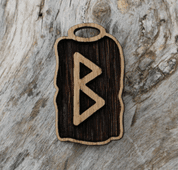 BERKANO - RUNE - FUTHARK, HOLZ - RUNENANHÄNGER