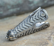 VIKING CAP END, BIRKA, STERLING SILVER, 22 G - FILIGREE AND GRANULATED REPLICA JEWELS