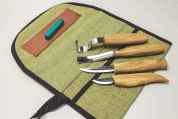 S43 - SPOON AND KUKSA CARVING PROFESSIONAL SET WITH KNIVES AND STROP - GESCHMIEDETE SCHNITZMEISSEL
