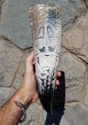 ODIN, LUXURY ENGRAVED DRINKING HORN - DRINKING HORNS