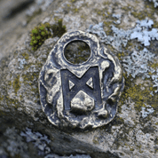 MANNAZ - RUNE PENDANT, ZINC ANT.BRASS - RUNE PENDANTS