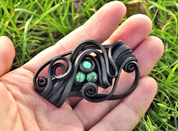 MALACHITE BROOCH - 3 STONES - FANTASY JEWELS