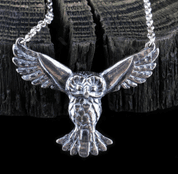 FLYING OWL, SILVER STERLING PENDANT - NECKLACES