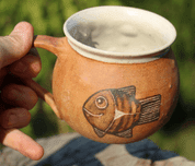 FISH - MUG, HAND PAINTED - TRADITIONAL CZECH CERAMICS