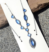 DORIS, NECKLACE, BLUE GLASS - MODESCHMUCK