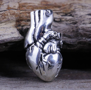 HEART, ANATOMICAL HUMAN, PENDANT, STERLING SILVER - PENDANTS