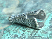 VIKING CAP END, BIRKA, STERLING SILVER, 22 G - FILIGREE AND GRANULATED REPLICA JEWELS