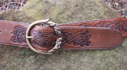 CELTIC WOLF, CARVED LEATHER BELT - BELTS