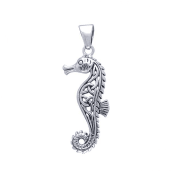 CELTIC SEAHORSE, KNOTTED PENDANT - NAUTICAL SILVER JEWELRY