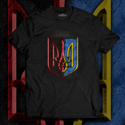 T-SHIRT UKRAINE COAT OF ARMS - RED IS BLOOD, BLACK IS EARTH - PAGAN T-SHIRTS NAAV FASHION