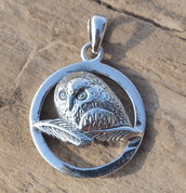 OWL, STERLING SILVER PENDANT - ANHÄNGER - SCHMUCK, SILBER