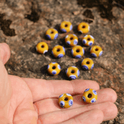 CELTIC GLASS BEAD, YELLOW WITH EYELETS, REPLICA - HISTORICAL GLASS BEADS, REPLICA