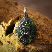 LADA MOLDAVITE SILVER PENDANT - MOLDAVITE