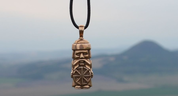 DOMOVOI, SLAVIC HOUSE SPIRIT - PROTECTOR WITH KOLOVRAT, BRONZE PENDANT - SLAWENAMULETTE