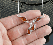 FLORA, AMBER, NECKLACE, STERLING SILVER - AMBER JEWELRY