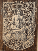 CERNUNNOS WALL DECORATION, WOOD - WOODEN STATUES, PLAQUES, BOXES