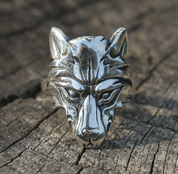 WOLFSKOPF, WOLF, SILBER 925 RING - RINGE