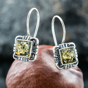 VINLAND, SILVER EARRINGS, BALTIC AMBER - EARRINGS