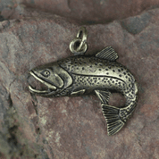 TROUT, FISH, FISHING PENDANT, ZINC ANT. BRASS - ANIMAL PENDANTS