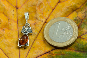 CHAT, PENDENTIF, AMBRE, ARGENT - AMBRE ET ARGENT