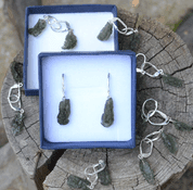 WILTH AHWA, RAW MOLDAVITE STERLING SILVER EARRINGS - MOLDAVITE