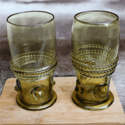 ARCADA, HISTORICAL GREEN GLASS - SET OF 2 - HISTORICAL GLASS