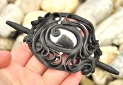 HAIR BROOCH WITH OBSIDIAN - SCHMUCK MIT STEINEN