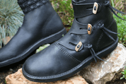 EINAR EARLY MEDIEVAL SHOES BLACK - VIKING, SLAVIC BOOTS