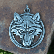 WOLF'S HEAD IN A RING, ZINC PENDANT, ANTIQUE SILVER - ALL PENDANTS, OUR PRODUCTION