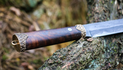 HJÖRTUR, VIKING SEAX KNIFE, DAMASK - KNIVES