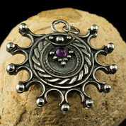 DEVANA, SLAWISCHES SONNEN AMULETT, SILBER - AMETHYST - ANHÄNGER - SCHMUCK, SILBER