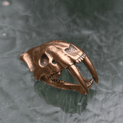 SMILODON, SABERTOOTH TIGER SKULL PENDANT, MASSIVE JEWEL, BRONZE - ANHÄNGER, HALSKETTEN