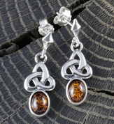 CELTICA, BOUCLES D'OREILLES EN AMBRE, ARGENT - BOUCLES D'OREILLES - BIJOUX HISTORIQUE