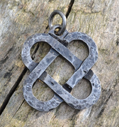 TWO HEARTS, FORGED CELTIC KNOTTED PENDANT, STEEL - CELTIC PENDANTS