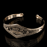 VIKING SHIP WITH RUNES, BRONZE BRACELET - HISTORISCHEN REPLIKEN AUS BRONZE