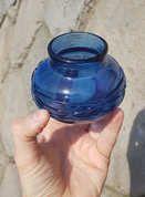INKWELL, BLUE HISTORICAL GLASS - HISTORICAL GLASS