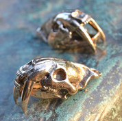 SMILODON, SABERTOOTH TIGER SKULL PENDANT, MASSIVE JEWEL, BRONZE - PENDANTS, NECKLACES