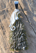 STELLARA, CZECH MOLDAVITE STERLING SILVER PENDANT - MOLDAVITE