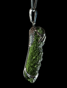 CORONA, SILBER ANHÄNGER, AG 925 MOLDAVIT - MOLDAVITE