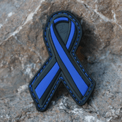 THIN BLUE LINE RIBBON RUBBER PATCH POLICE SUPPORT - MILITARY PATCHES