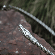 VIKING DRAGON URNES STYLE TORQUES SILVER - TORCS - NECKLACES