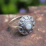 SLAVIC RING WITH RAINBOW MOONSTONE - RINGS