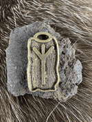 ALGIZ - RUNIC AMULET, ZINC OLD BRASS - RUNE PENDANTS