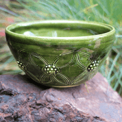 GREEN MEDIEVAL BOWL 10 CM - HISTORICAL CERAMICS