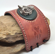 WOLF HEAD LEATHER BRACELET - WRISTBANDS