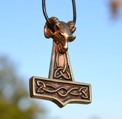 RAM HEAD BRONZE THOR HAMMER - VIKING PENDANTS