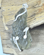 TERRA BOHEMIA, RAW MOLDAVITE PENDANT, STERLING SILVER - MOLDAVITES, CZECH