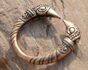 VIKING RAVEN HEAD RING, BRONZE - BRONZE HISTORICAL JEWELS