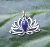 HEILIGE LOTUSBLUME, ANHÄNGER, SILBER - LAPIS - ANHÄNGER - SCHMUCK, SILBER